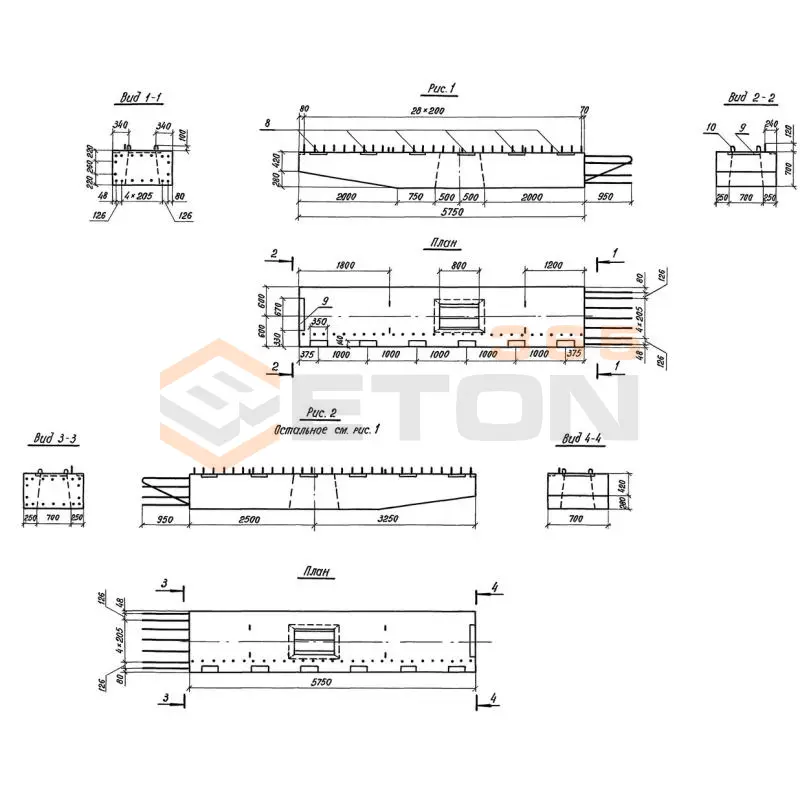 Блоки ригелей Серия 3.503.1-102 2БР 58-1-3 (3.503.1-102)