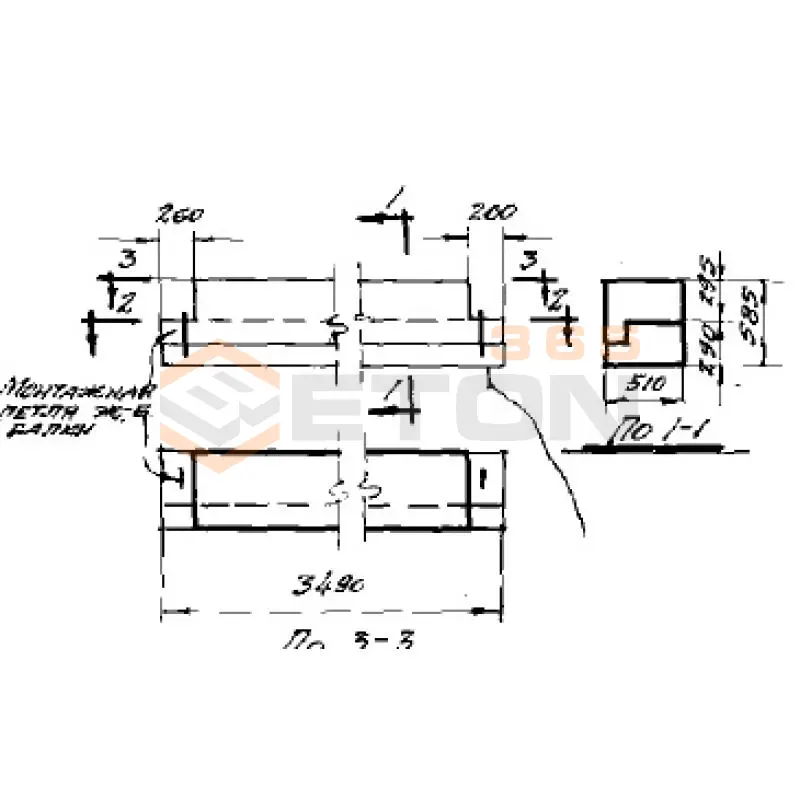 Перемычки наружных стен Серия СТ 02-01 ПН 350-1 В (СТ 02-01)