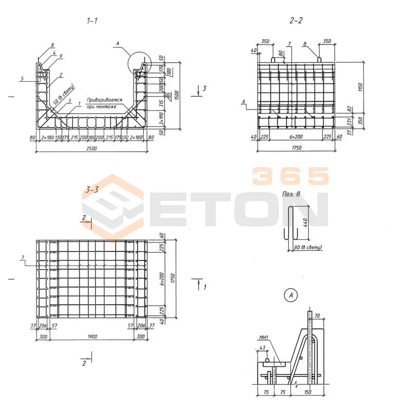 Блоки лотков Серия 3.501.9-181.95 м Л 1-175