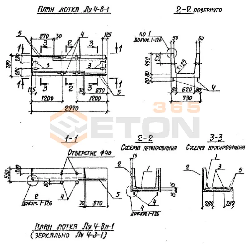 Лотки теплотрасс Лу Серия 3.006-2 угловые Лу 4-8-1 н (3.006-2)