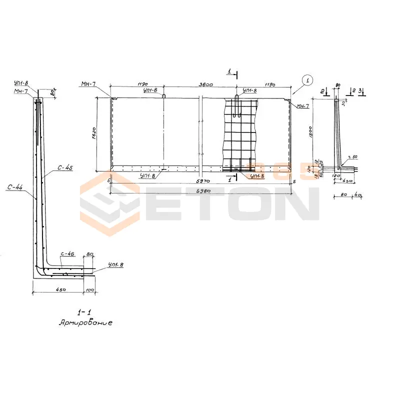 Элементы прямоугольных лотков Серия 3.900-3 ЛТ 2-15
