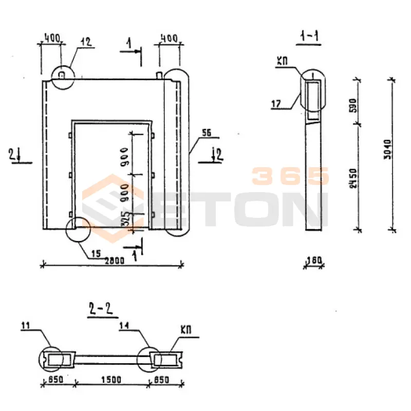 Панели внутренних стен Серия 1.090.1-1/88 ПВР 28-30-15