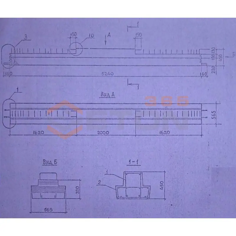 Ригели для опирания многопустотных плит перекрытий Серия 1.020.1-2с/89 2Р 4-53-6 с
