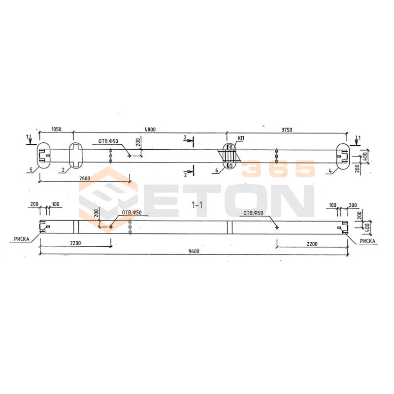 Колонны для зданий с высотой этажей 4,8 (6,0) и 3,6 (4,8) м серия 1.020-1/87 ( 1.020.1-7, 1.020-1/83, ИИ 04-1, 1.020.1-3пв ) 2КС 4-48-1