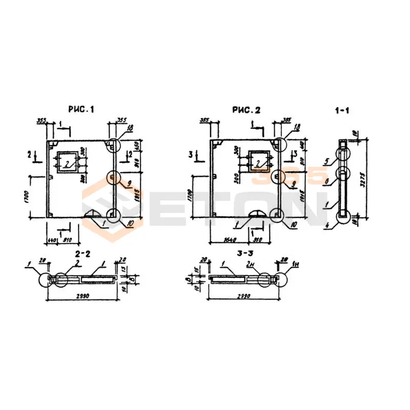 Панели наружных стен однослойные Серия 1.090.1-3пв 2ПСЛ 30-33-3,5-2 п пв (1.090.1-3пв)