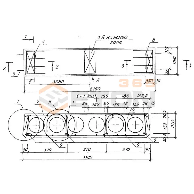Плиты многопустотные для районов с сейсмичностью Серия 1.141.1-40с 1ПК 62-12-8 АтV с7