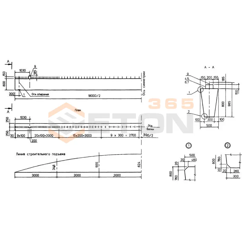 Балки пролетного строения ИНВ 32298м Б 18 Т32АIII (ИНВ 32298м)