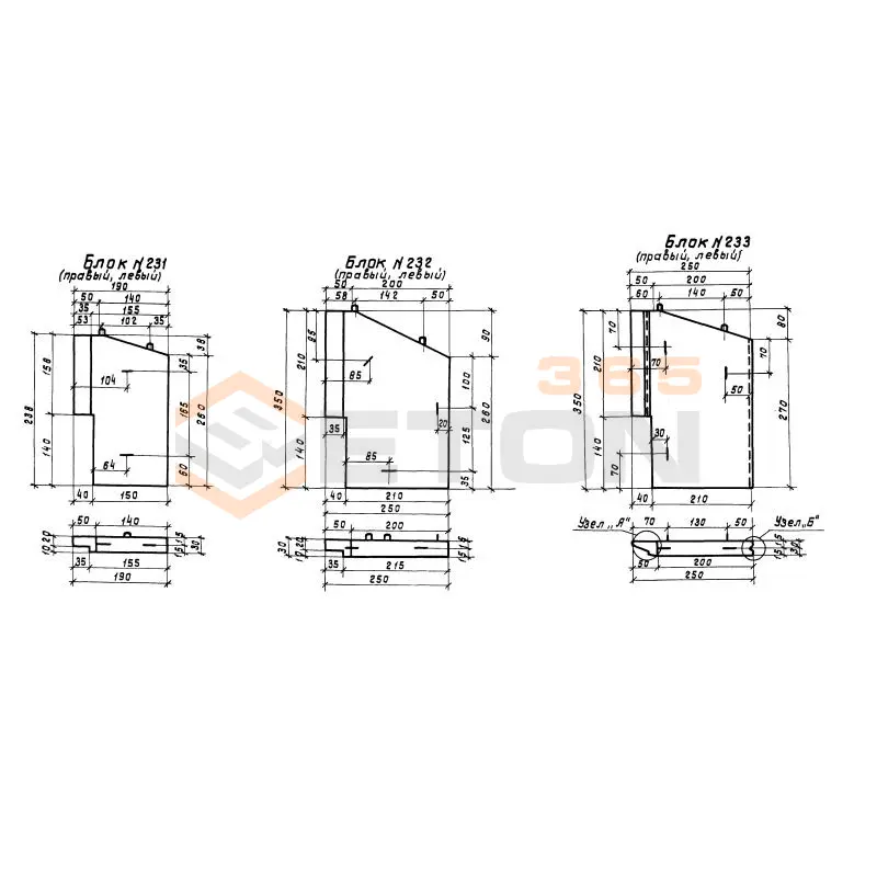 Блоки сопряжения лотков ТП 501-96 Блок 233 пл
