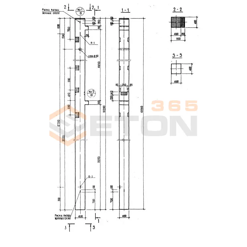 Колонны сечением 400х400 Серия ИИ 04-2 К2К 448-29