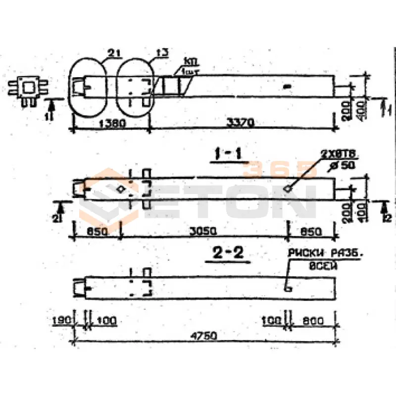 Колонны сечением 400х400 мм для зданий с высотами этажей 3,3 м Серия 1.020.1-2с/89 4КН 33-47-7