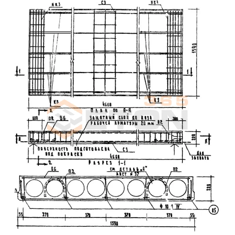 Панели с круглыми пустотами Серия ИИ 03-02 Альбом 5 ч1 ПК 6-47-16 АIV