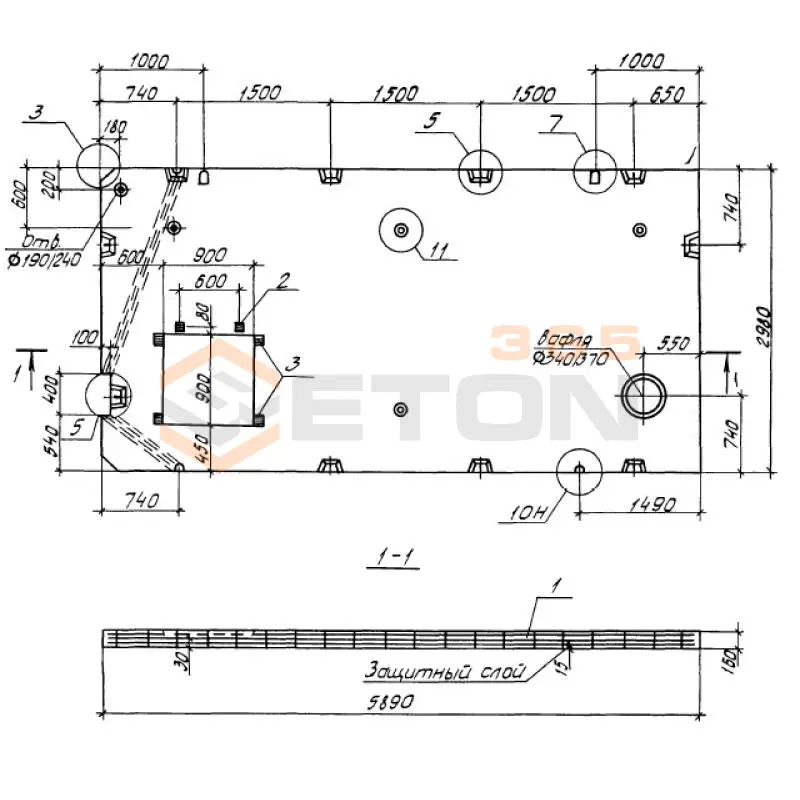Панели перекрытий сплошные Серия 1.100.1-7 П 30-59-16-3