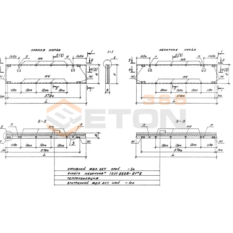 Панели стеновые трехслойные Серия 1.432.1-21 ПСТ 62-18-2,0-42