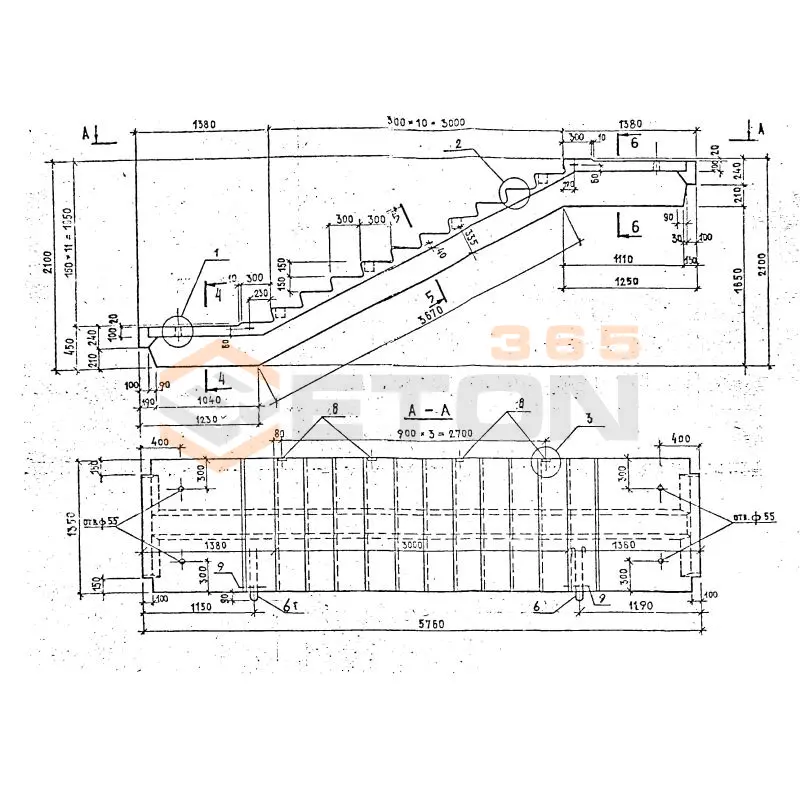 Лестничные марш-площадки Серия 1.258 КЛ-2 ЛМР 58-14-17-5 т-1