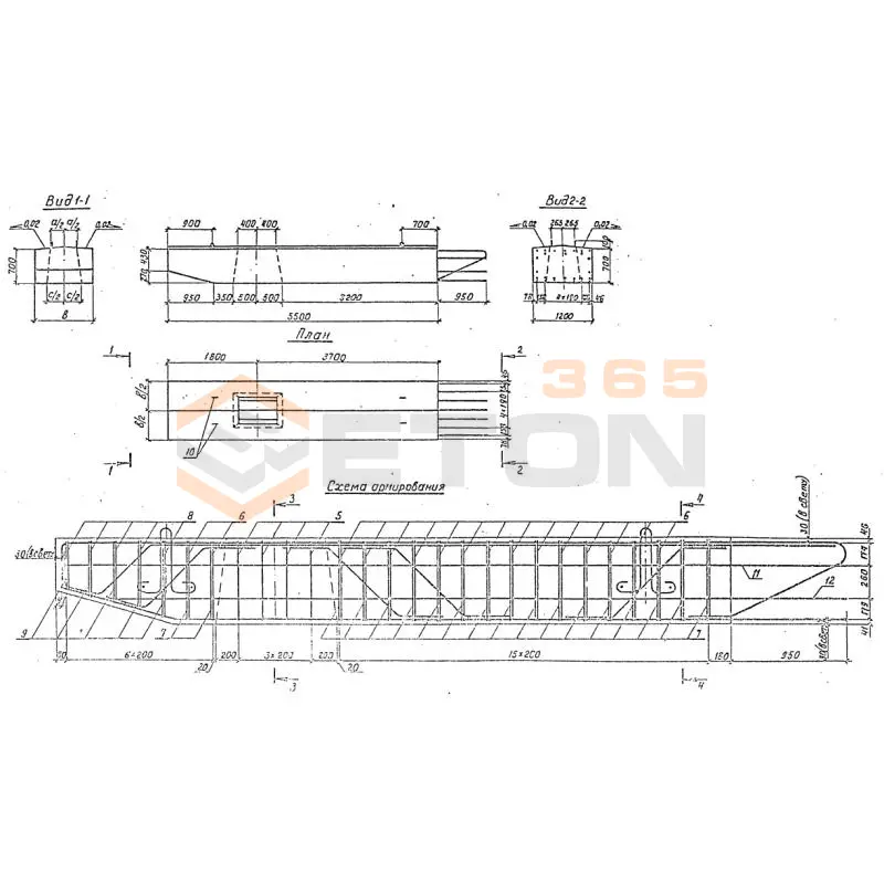 Блоки ригеля Серия 3.503.1-69 3БР 55-12-22-2