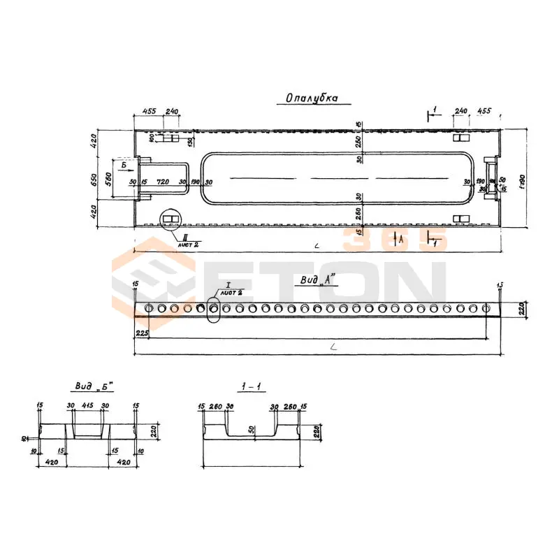 Плиты ребристые сантехнические Серия 1.041.1-3 ПР 63-18