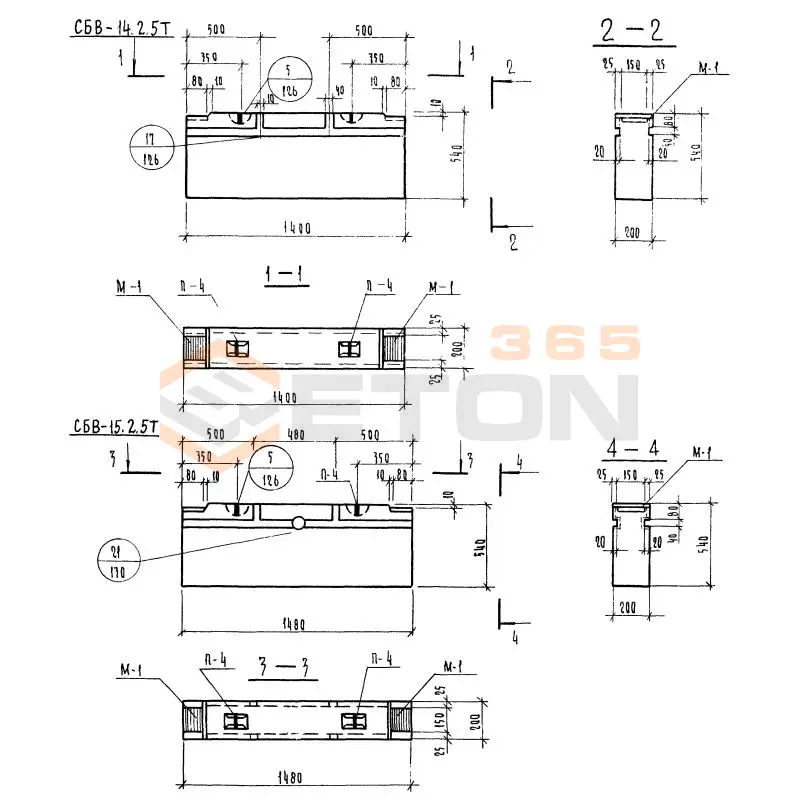Блоки внутренних стен Серия 1.134-1 СБВ 15-2-5 т (1.134-1)