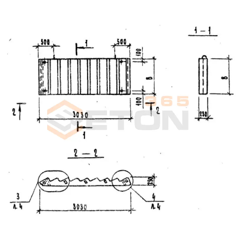Лестничные марши без фризовых ступеней серия 1.151.1-7 и 1.151.1-8 с ( 1.151-4 ) ЛМ 30-11