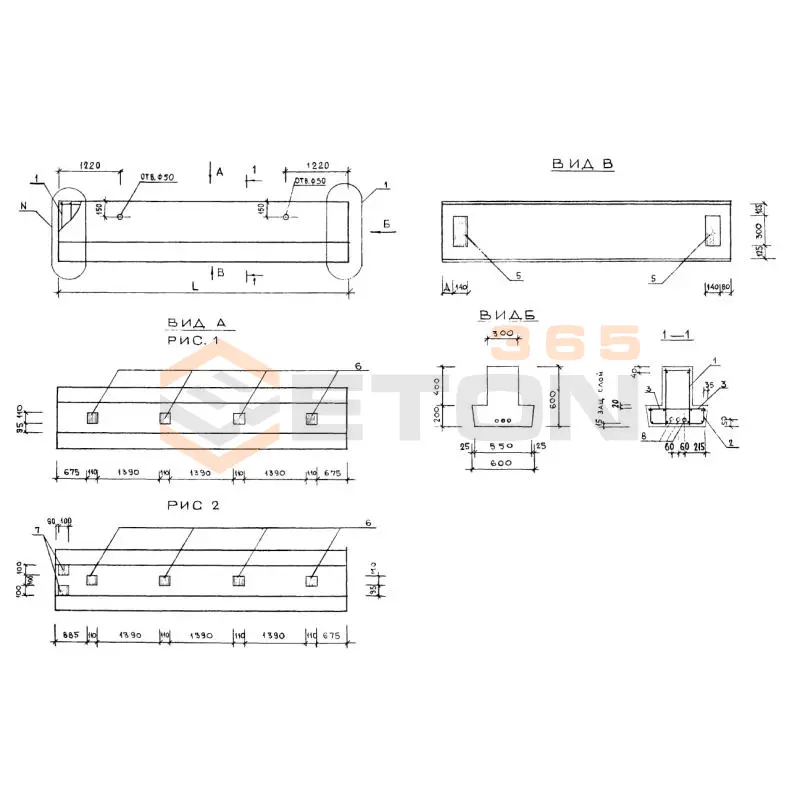 Ригели Серия 1.020-1 2РДТ 6-60-83 АтV (1.020-1)