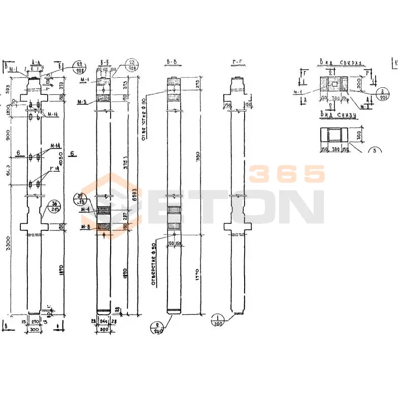 Колонны сечением 300х300 Серия ИИ 04-2 К2Ц 18-66-3