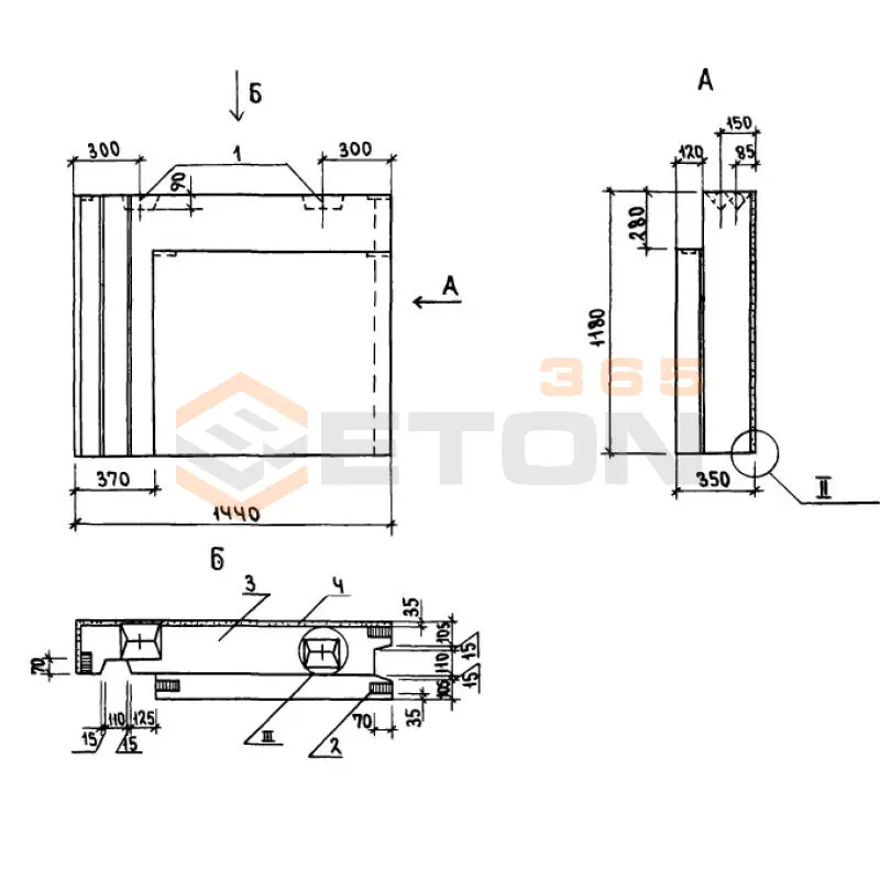 Блоки наружных стен Серия 1.133.1-7 7БНУ 14-12-35-7,5 п-2