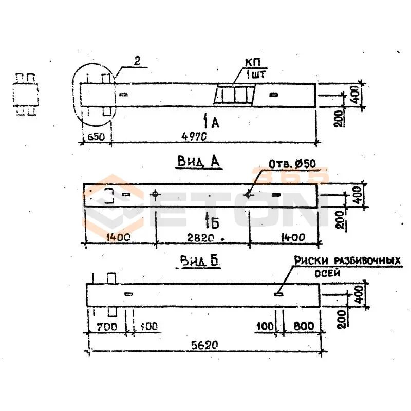 Колонны сечением 400х400 мм для зданий с высотами этажей 4,2 м Серия 1.020.1-2с/89 5КБ 42-56-7 сн