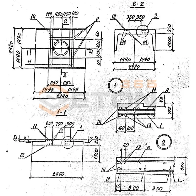 Лотки каналов с отверстиями ЛКО серия 3.006.1-8 ЛКО 300-300-150-6