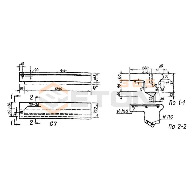 Ступени нижние фризовые Серия ИИ 01-02 С 7 (ИИ 01-02)