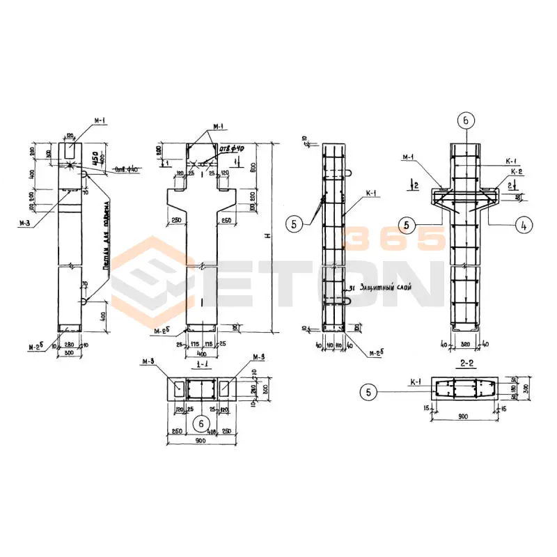 Колонны с консолями Серия 1.123 КР-1 КЛв 325