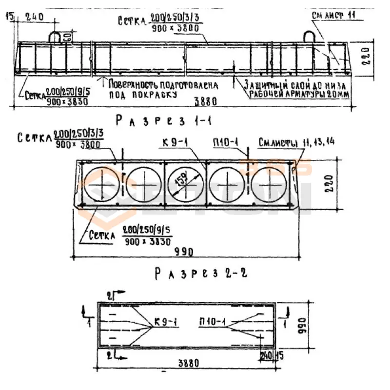 Панели многопустотные Серия 1.141-1 ПТ 39-10 АIII