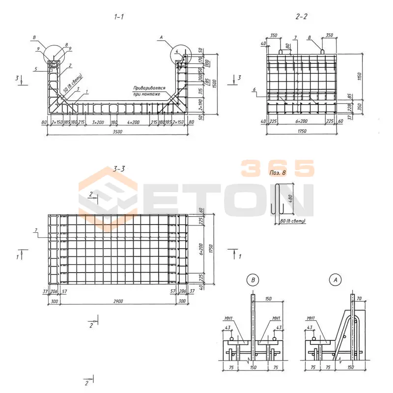 Блоки лотков Серия 3.501.9-181.95 м Л 9-175 м