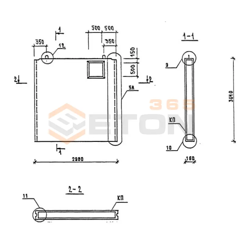 Панели внутренних стен Серия 1.090.1-1/88 ПВ 30-30 в