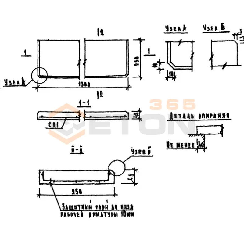 Плиты подоконные Серия 1.136-1 ЛО 13-25 (1.136-1)