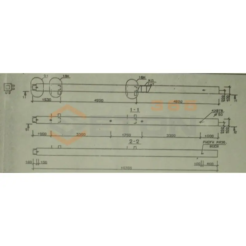 Колонны сечением 400х400 мм для зданий с высотами этажей 4,2 м Серия 1.020.1-2с/89 5КН 42-104-3 сн