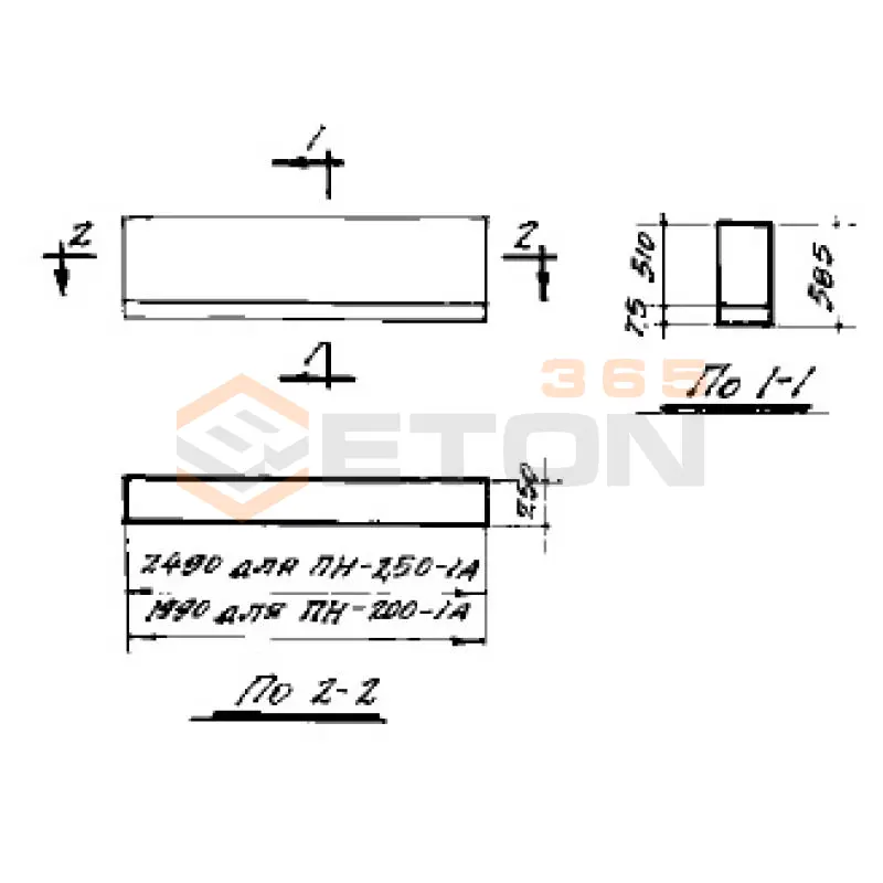 Перемычки наружных стен Серия СТ 02-01 ПН 250-1 А (СТ 02-01)