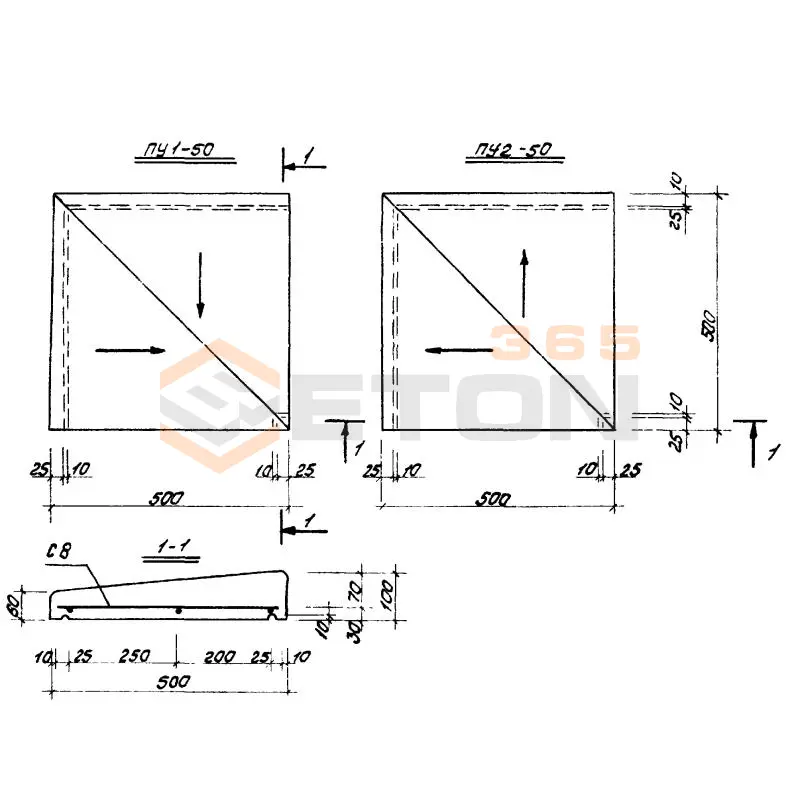 Плиты парапетные ГОСТ 6786-80 и Серия 1.438-1 ПУ 2-50