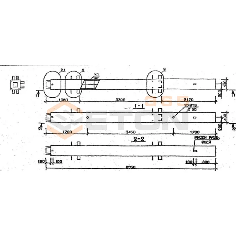 Колонны сечением 400х400 мм для зданий с высотами этажей 3,3 м Серия 1.020.1-2с/89 3КН 33-69-11 с