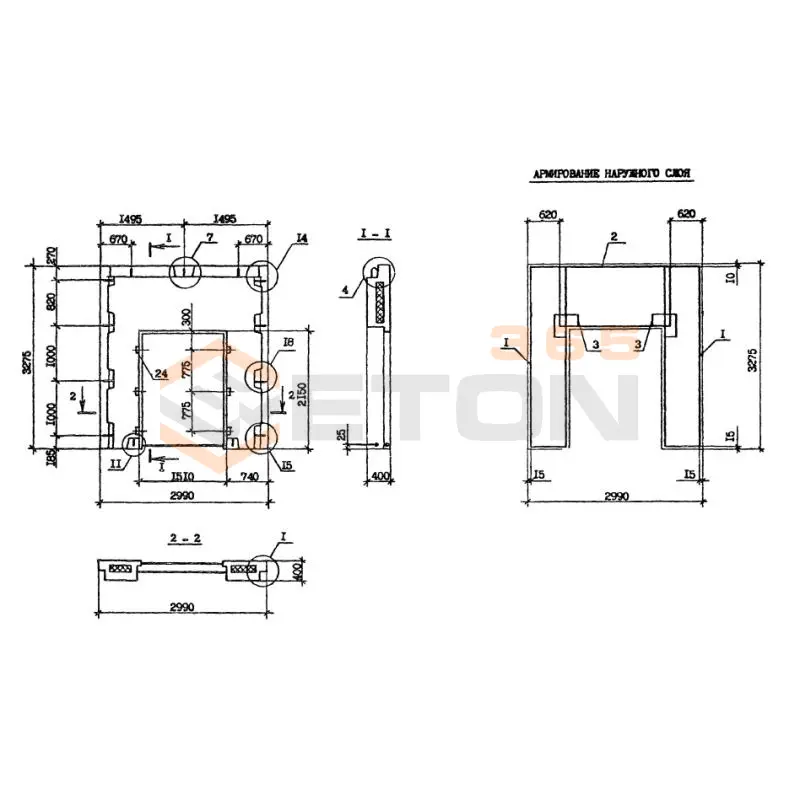 Панели наружных стен Серия 1.090.1-2с 3ПСД 30-33-4-1 птс (1.090.1-2с)