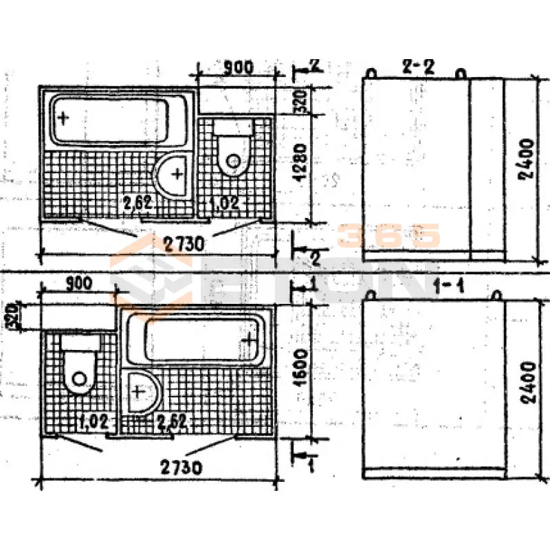 Кабины санитарно-технические типа "Колпак" для зданий с теплым чердаком Серия 1.188-5 2СК 24