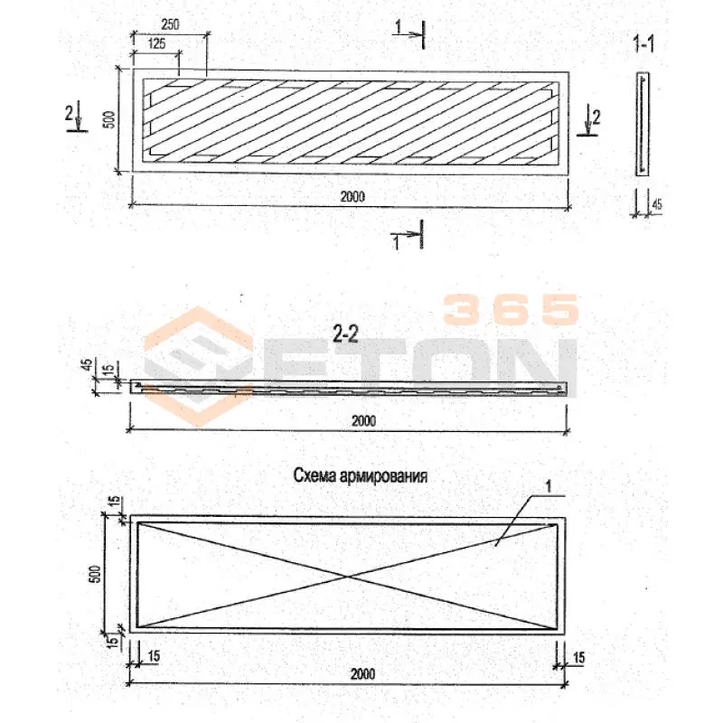 Панели оград Серия Б3.017.1-7.05 ПО 20-5-5 м-15 (Б3.017.1-7.05)