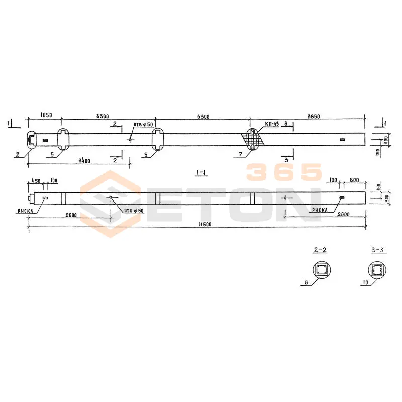 Колонны сечением 300х300 Серия 1.020.1-7 3КН 3-33-18/19