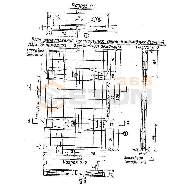 Плиты железобетонные Альбом 750 ЖБП 25-15-10
