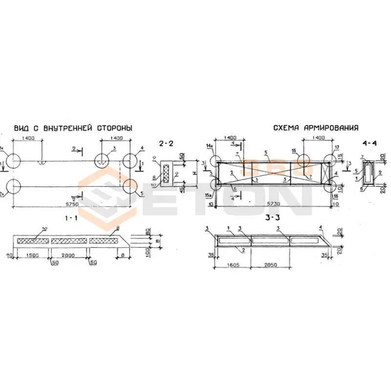 Панели стеновые трехслойные Серия 1.232.1-7 1ПСТ 57,5-9-2,5-3 л-2