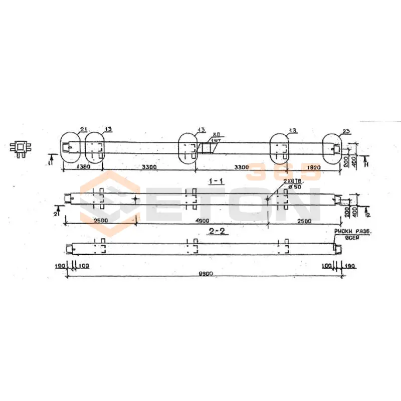 Колонны сечением 400х400 мм для зданий с высотами этажей 3,3 м Серия 1.020.1-2с/89 4КС 33-99-11 с