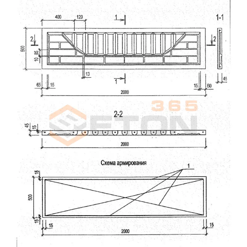 Панели оград Серия Б3.017.1-7.05 ПО 20-5-5 м-50 (Б3.017.1-7.05)