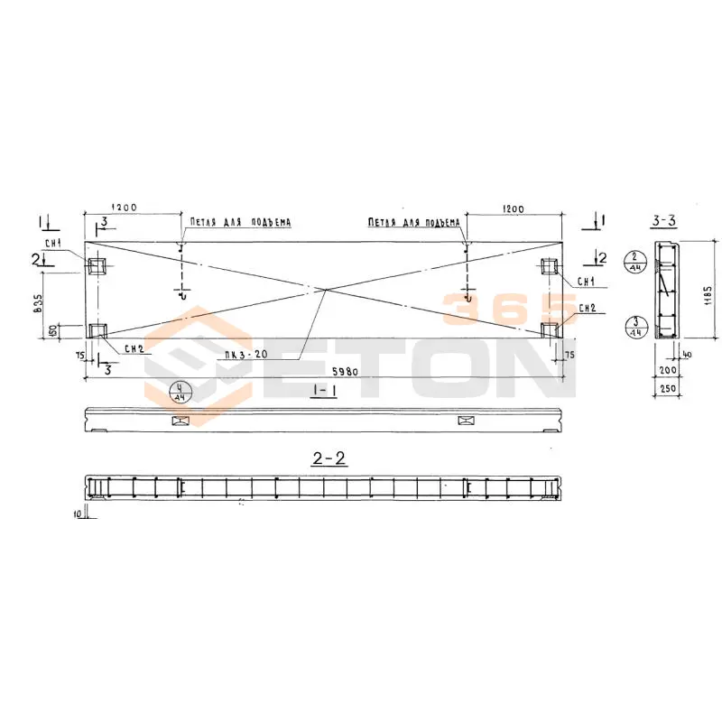 Панели парапетные Серия ИИ 04-5 НШП 60-12 пр I