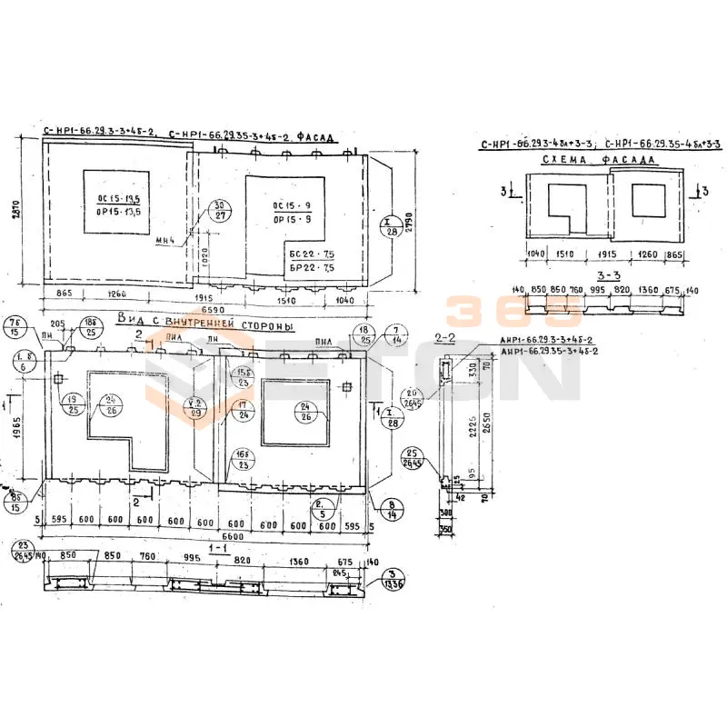 Панели наружных стен Серия 1.132.1-12с СНР 1-66-29-35-3+4б-2