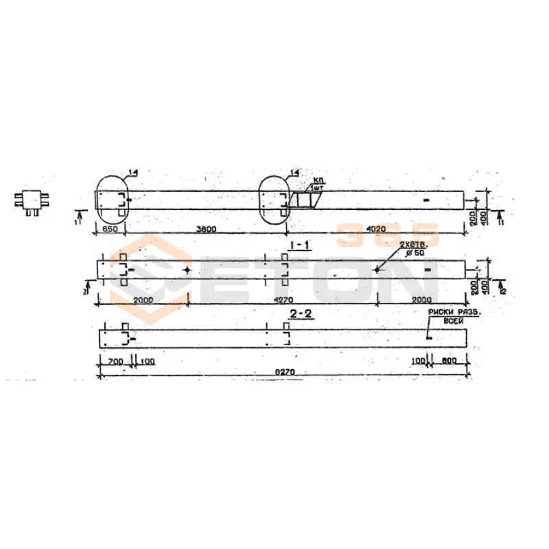 Колонны сечением 400х400 мм для зданий с высотами этажей 3,6 м Серия 1.020.1-2с/89 4КБ 36-83-7 с
