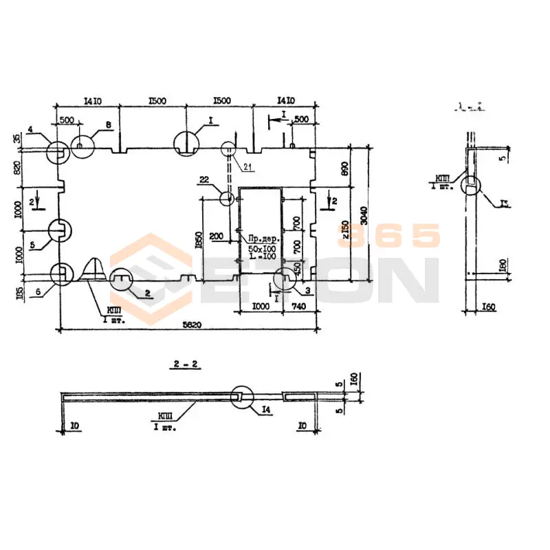 Панели внутренних стен Серия 1.090.1-7с ПВП 58-30-10-1 тс9 (1.090.1-7с)