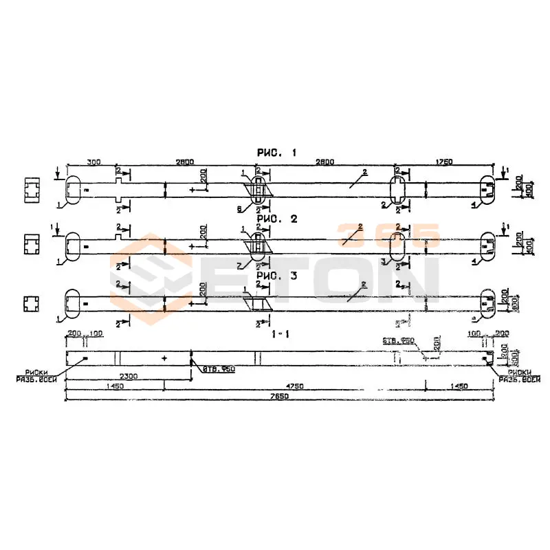 Колонны для зданий с высотой этажа 2,8 и 3,3 м серия 1.020-1/87 ( 1.020.1-7, 1.020-1/83, ИИ 04-1, 1.020.1-3пв ) 3КВ 4-28-1